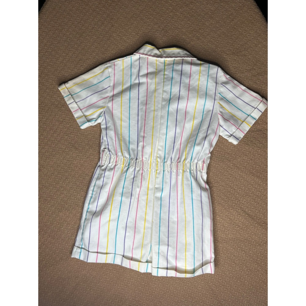 Vintage Health-tex Kids White Striped Button Front Romper Size 5 USA 80s - Picture 4 of 4